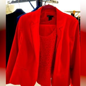 Lane Bryant red double weave stretch ankle pant (sz16) & suit jacket (sz 18).